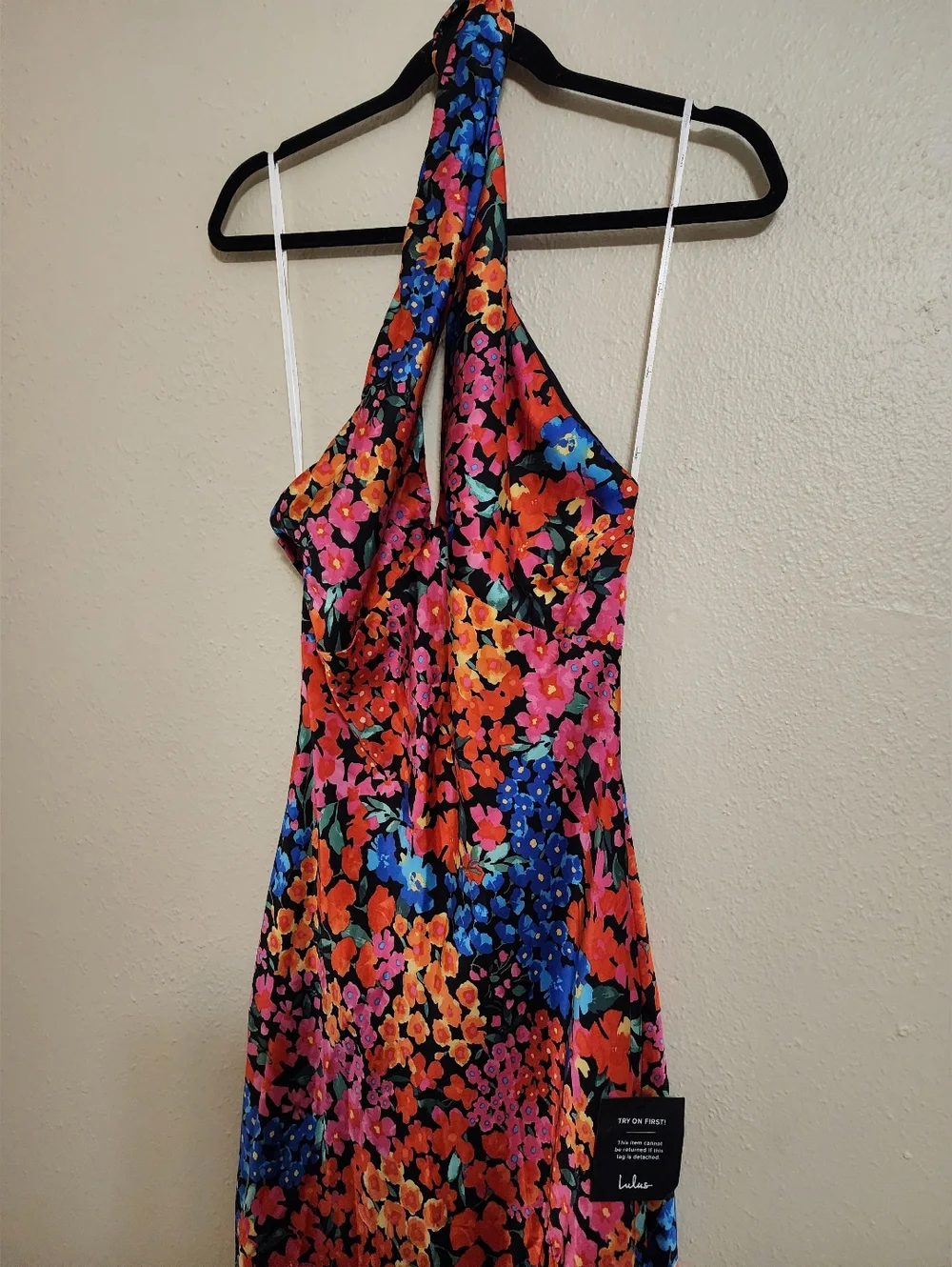 Lulu's Multicolor Floral Halter Midi Dress with High Slit - Picture 6 of 8